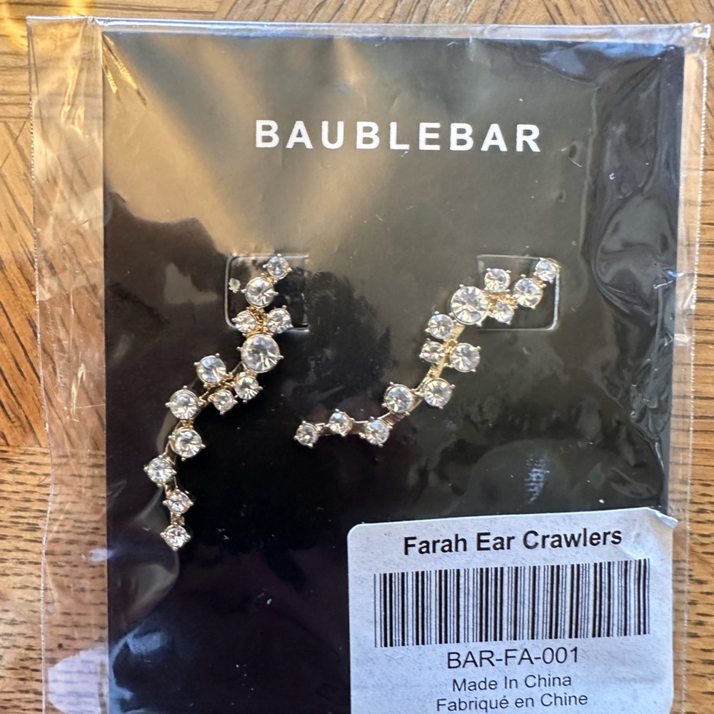 BaubleBar Crystal Gold Ear Crawlers